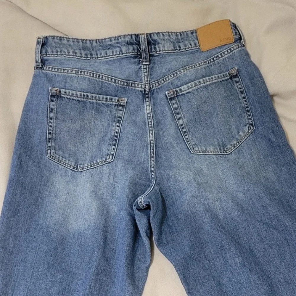 Aeropostale High Rise Wide Leg Jeans Medium Wash Blue‎ Denim Size 12 RN154379
